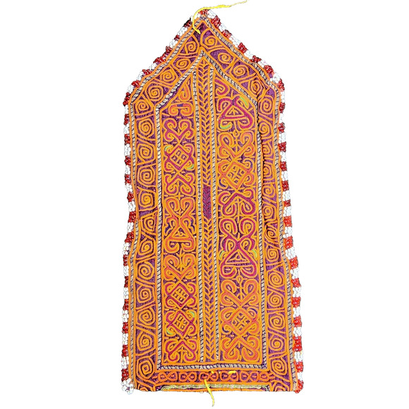 Kuchi Embroidered Pouch Wallet Central Asian Handmade Beaded Orange Magenta - Picture 2 of 9